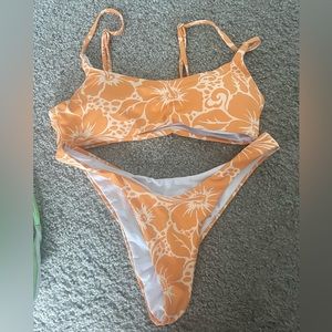 Orange grey bandit bikini